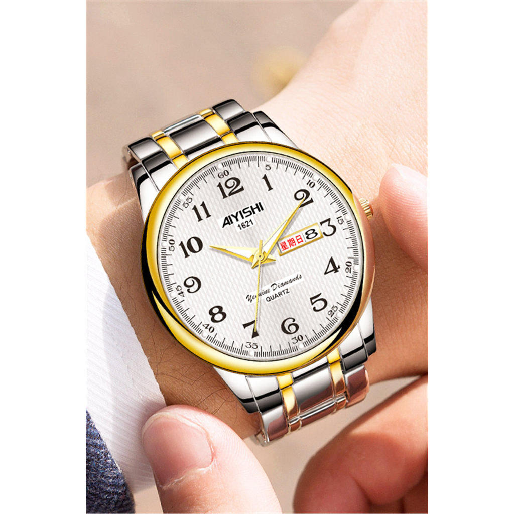 relogio masculino Relógio para idosos Relógio masculino com pulseira de aço Relógio masculino para idosos