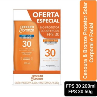 Cenoura e Bronze Kit Protetor Solar Corpo FPS 30 200ml + Facial FPS 30 50G em Oferta na Shopee