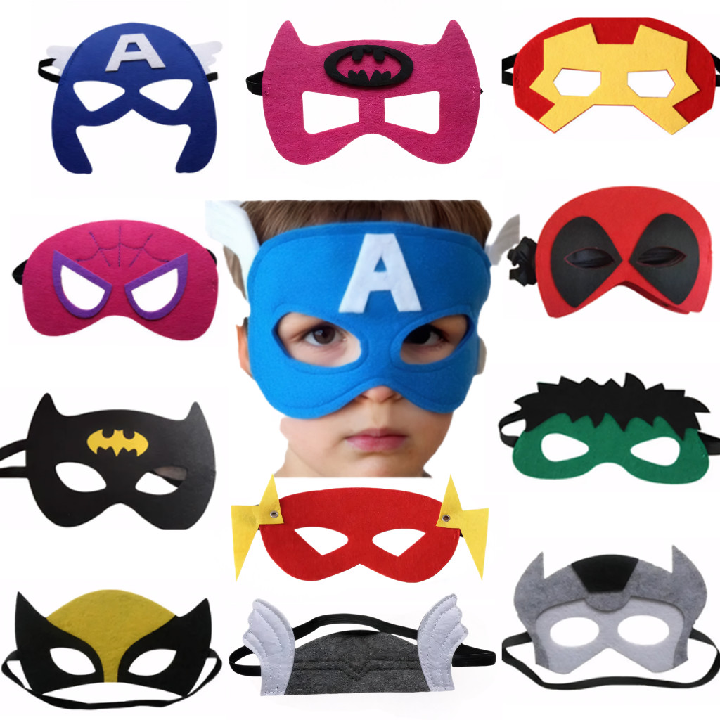 1 Pçs Traje Do Miúdo Spiderman Super Herói Cosplay Capitão América Homem De Ferro Batman Máscara De Olho Adereços De Fes