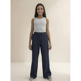 Calça Jeans Pantalona Wide Leg Escura Infantojuvenil P Ao Gg em Oferta na Shopee