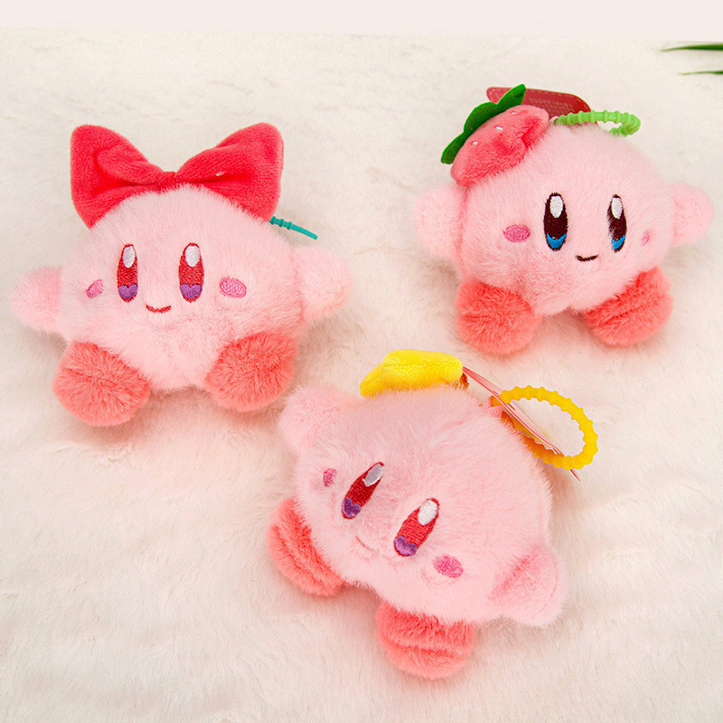 Chaveiro de Pelúcia Kirby de 10cm Boneca Kawaii Chaveiro de Mochila Moda Bonito Presente Estrela Rosa Brinquedo Pendente