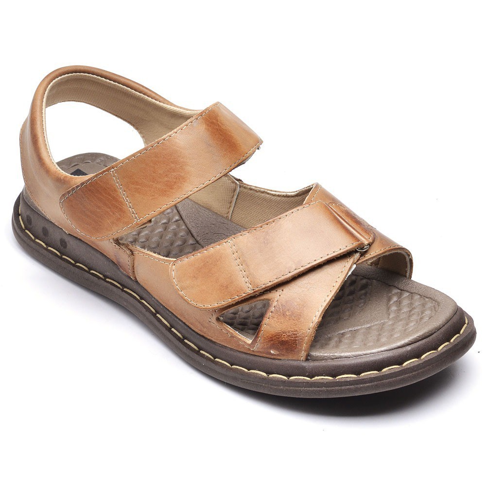 Sandália  Anti Stress Papete Masculina Confortável Em Couro Legítimo  Ortopédica Anatômica Leve