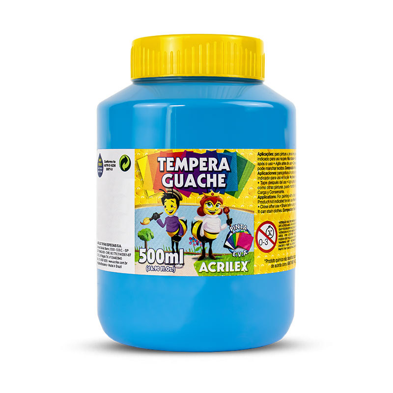 Tinta guache Azul Celeste 500ml 503 Acrilex em Oferta na Shopee