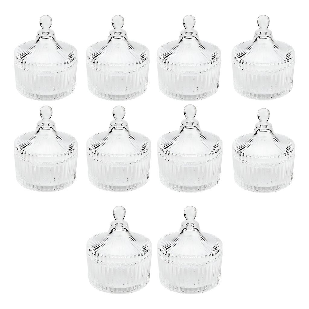 Kit 10/12/15/20/25 Potiches De Cristal Com Tampa Carrosel 6,5x9cm Bomboniere, Lembrançinha Casamento, 15 Anos