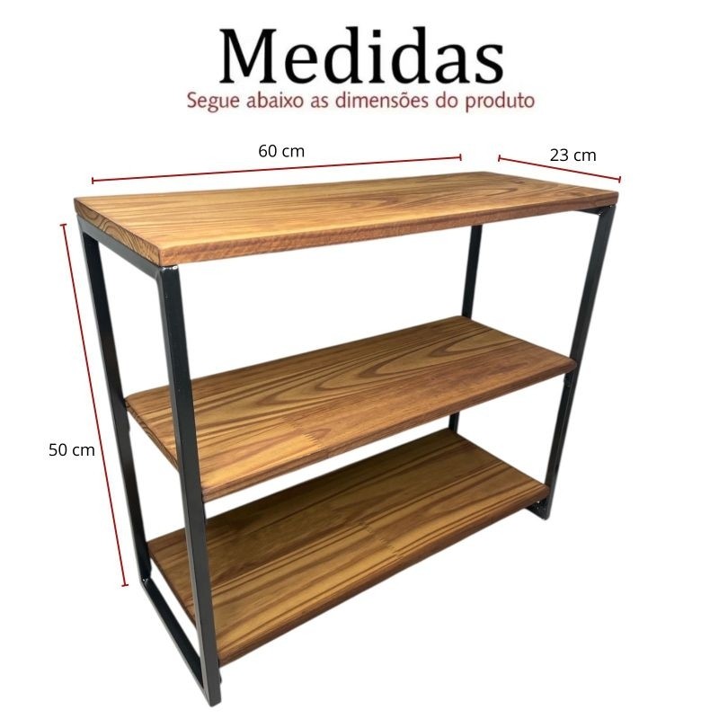 Sapateira Organizadora- Madeira e Metal-Três Andares