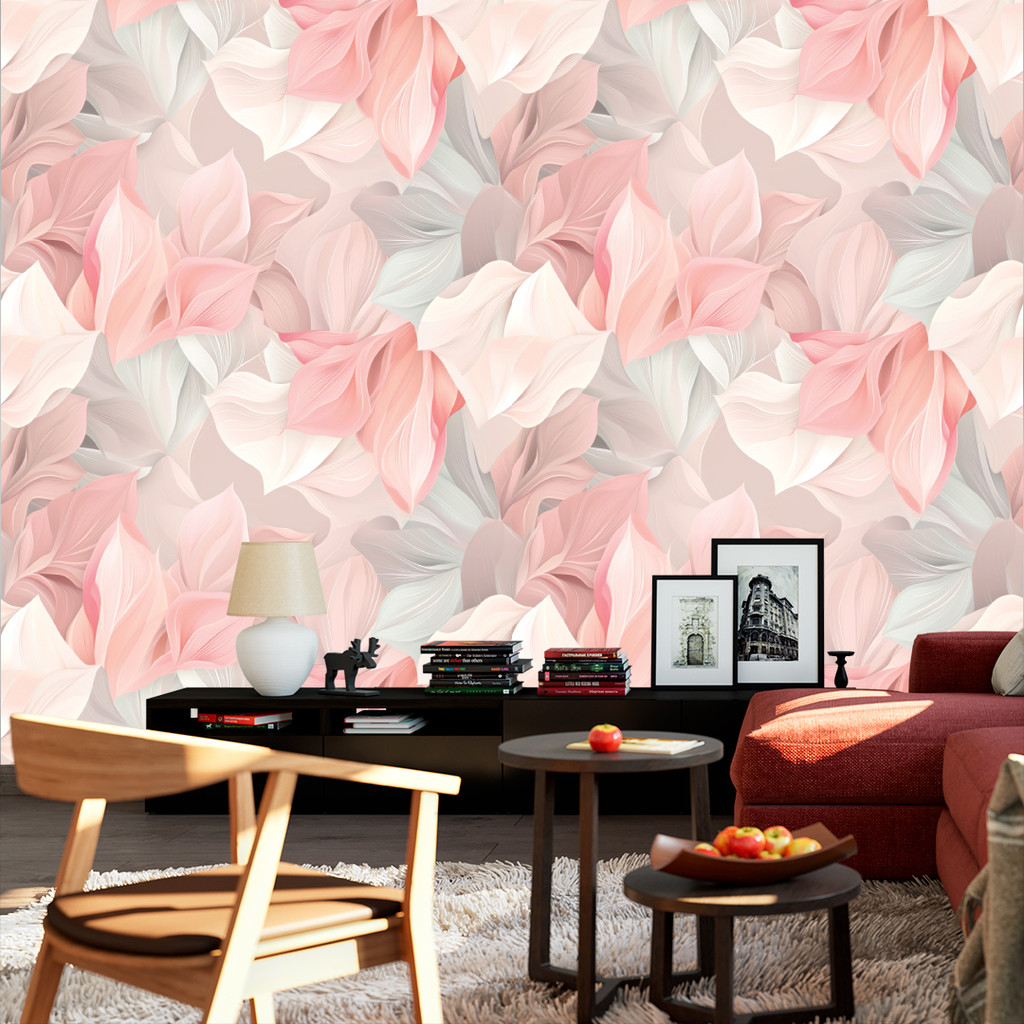 Papel de Parede Floral Adesivo 3D | Rosa/Branco Resistente p/ Cozinha e Banheiro | Entrega 24h