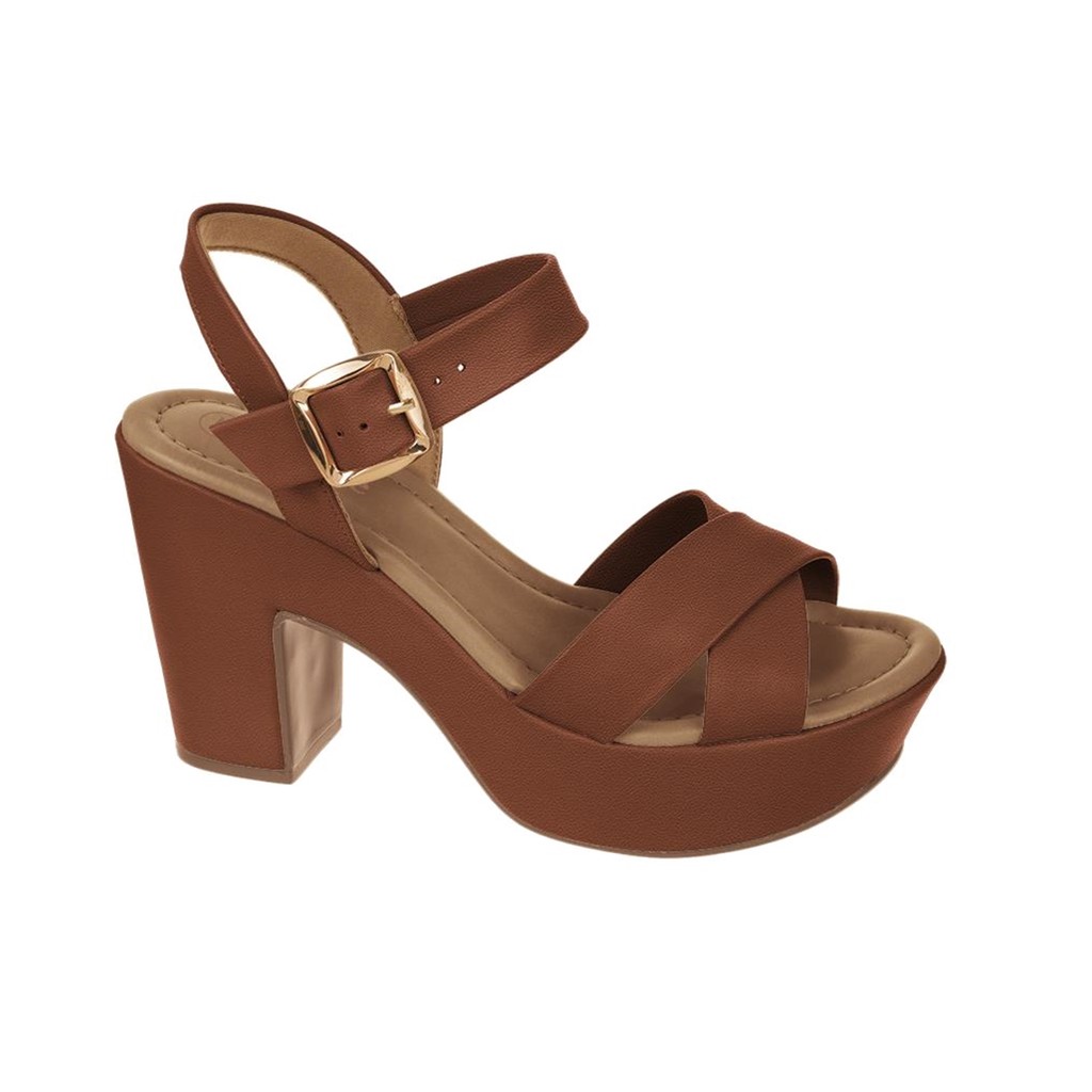 Sandalia Feminina Salto Grosso Plataforma Bebecê Original em Oferta na Shopee