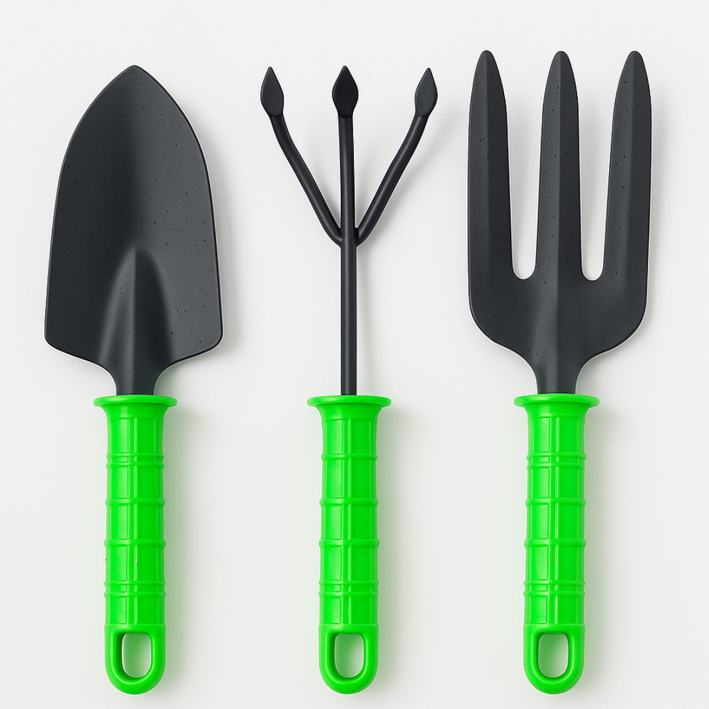Kit Jardinagem Planta 3 Peças Conjunto Garfo Transplantador Cultivador Aço Vaso Horta Cultivo