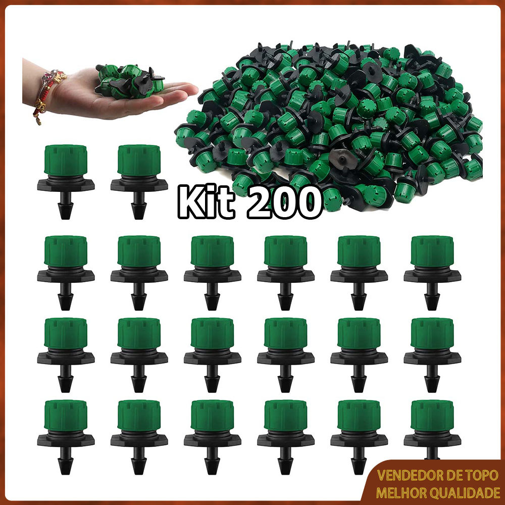 200x Bocal de pulverização para irrigação de jardins bocal micro-gotejador com espigões 8 orifícios 360 graus Verde