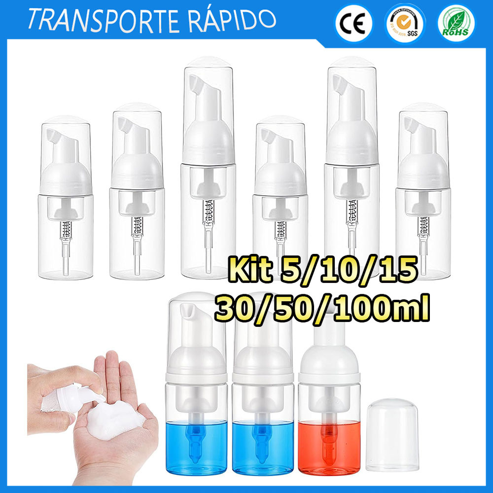 Kit 5/10/15 Frasco vazio para sabonete de viagem frasco dispensador de espuma de plástico mini frasco para espuma