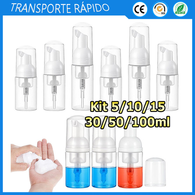 Kit 5/10/15 Frasco vazio para sabonete de viagem frasco dispensador de espuma de plástico mini frasco para espuma