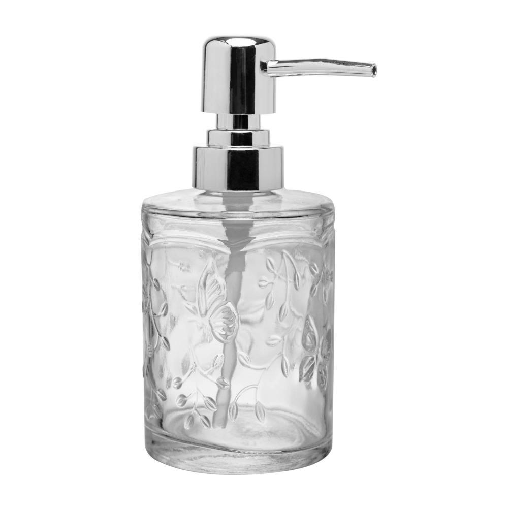 Porta Sabonete Líquido New Butterfly 15 cm Vidro Lyor com Dosador para Banheiro Lavabo Bancada Organização Elegante Casa