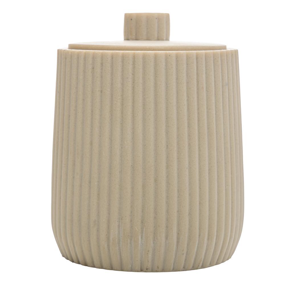 Porta Cotonete Striato 8,5cm x 8,5cm x 10,5cm Bege em Oferta na Shopee