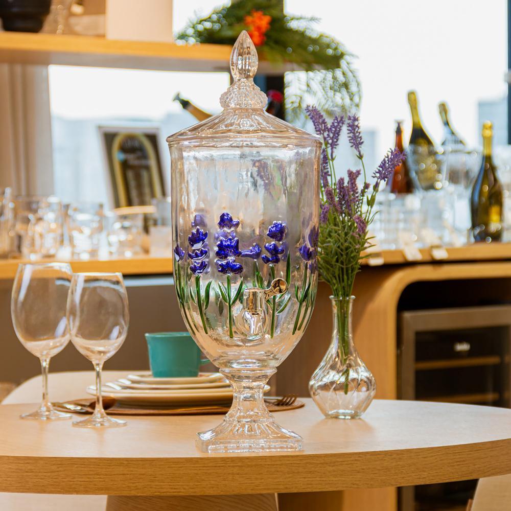 Suqueira com Pé e Tampa Lavanda Hand Painting 4,5L Cristal em Oferta na Shopee