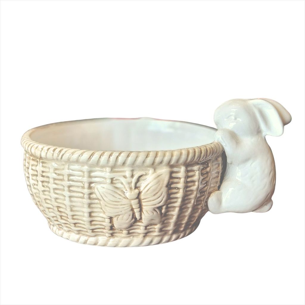 Pote Decorativo Coelho Bombom Balinha Cerâmica Páscoa 21cm