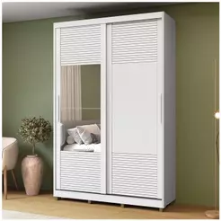 Guarda-Roupa Solteiro com Espelho 100% MDF 2 Portas Correr 3 Gavetas 150cm Multimóveis CR35399