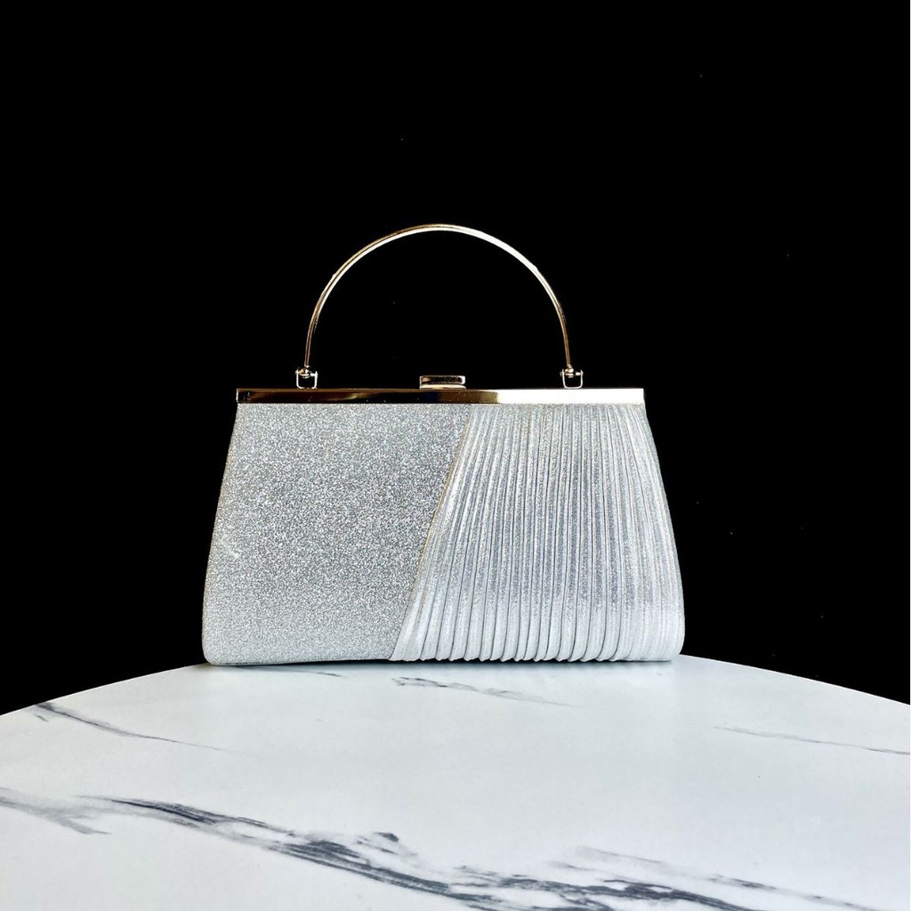 Bolsa feminina com pó brilhante/carteira, adequada para festa, banquete e casamento, bolsa Clutch cravejada de diamantes