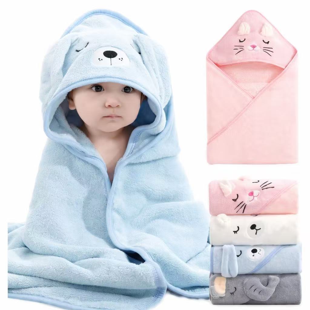 NOVAToalha De Banho Infantil Com Capuz Felpuda Infantil Bebe Crianca Bichinhos Grande 80 x 80cm