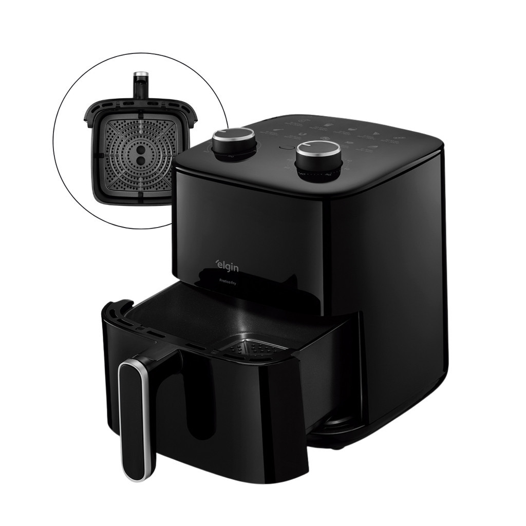 Fritadeira Air Fryer Pratica Fry 3,7L 1400W Preta Elgin 127V