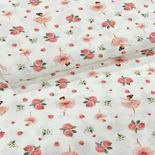 Tecido Tricoline Rotativo Bailarina e Flores Fundo Branco em Oferta na Shopee