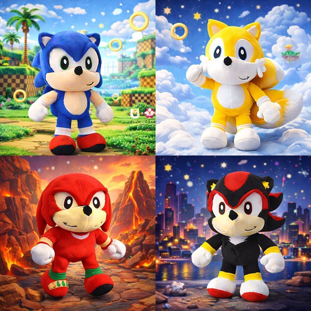 Boneco do Sonic Tails Amy Shadow Knuckles Silver 3 Urso de Pelucia Brinquedo Menina Menino pelúcias