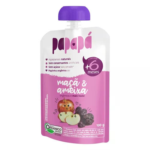 Papinha Orgânica Maçã & Ameixa Papapá Squeeze 100g KIT C/12