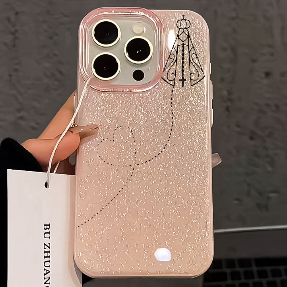 Nossa Senhora Capinha Capa De Silicone Anti-impacto Para IPhone XR 14 15 16 17 13 11 12 Normal Pro Max Ar Caso De Telefo