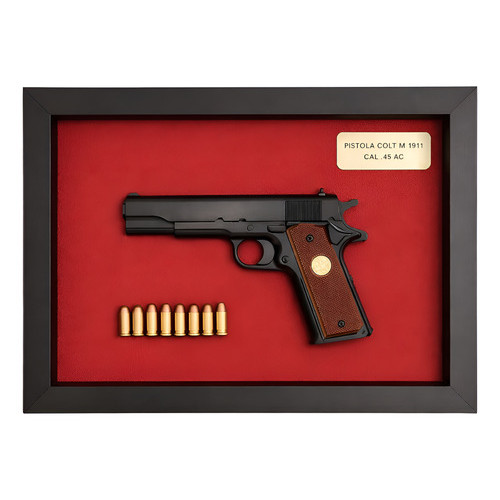 Quadro Decorativo Pistola Colt 1911 - Feito em Resina - Decoração Moderna em 3D - Com Ganchos