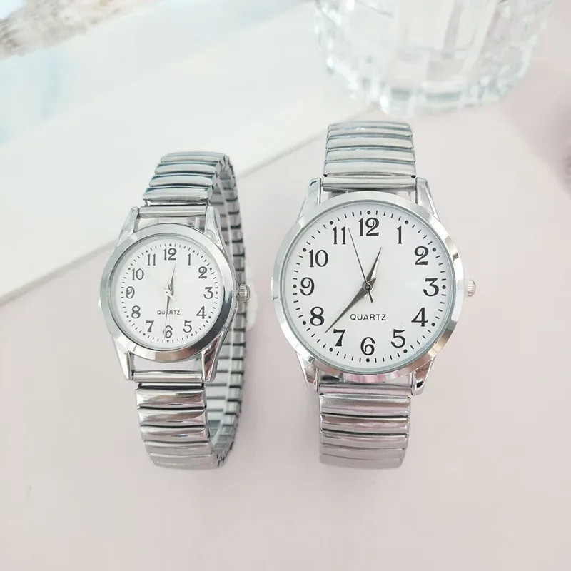 Relógio de pulso Feminino Quartz Mini Pulseira Elástica Analógico Linha Luxo Prata/Cinza