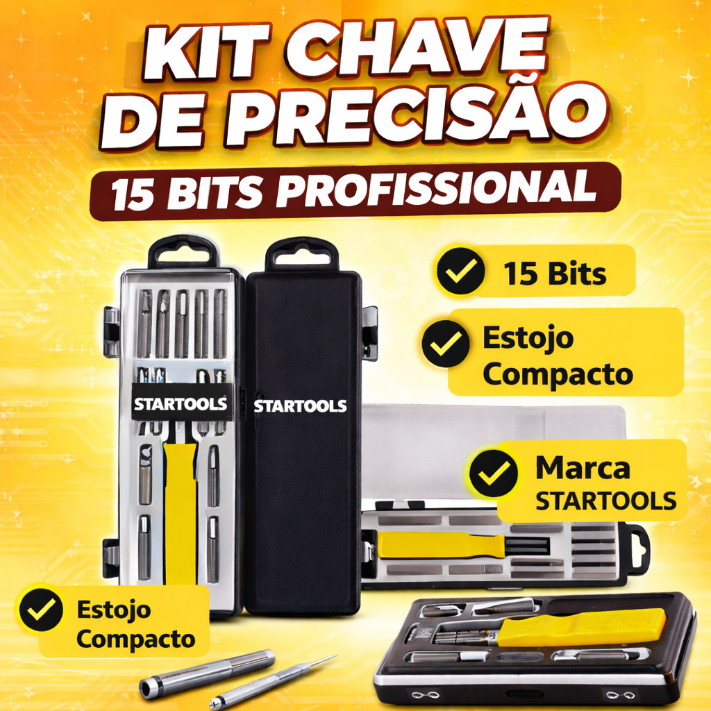 Kit Chave Precisão Profissional 15 Bits Manutenção Eletrônica Celular