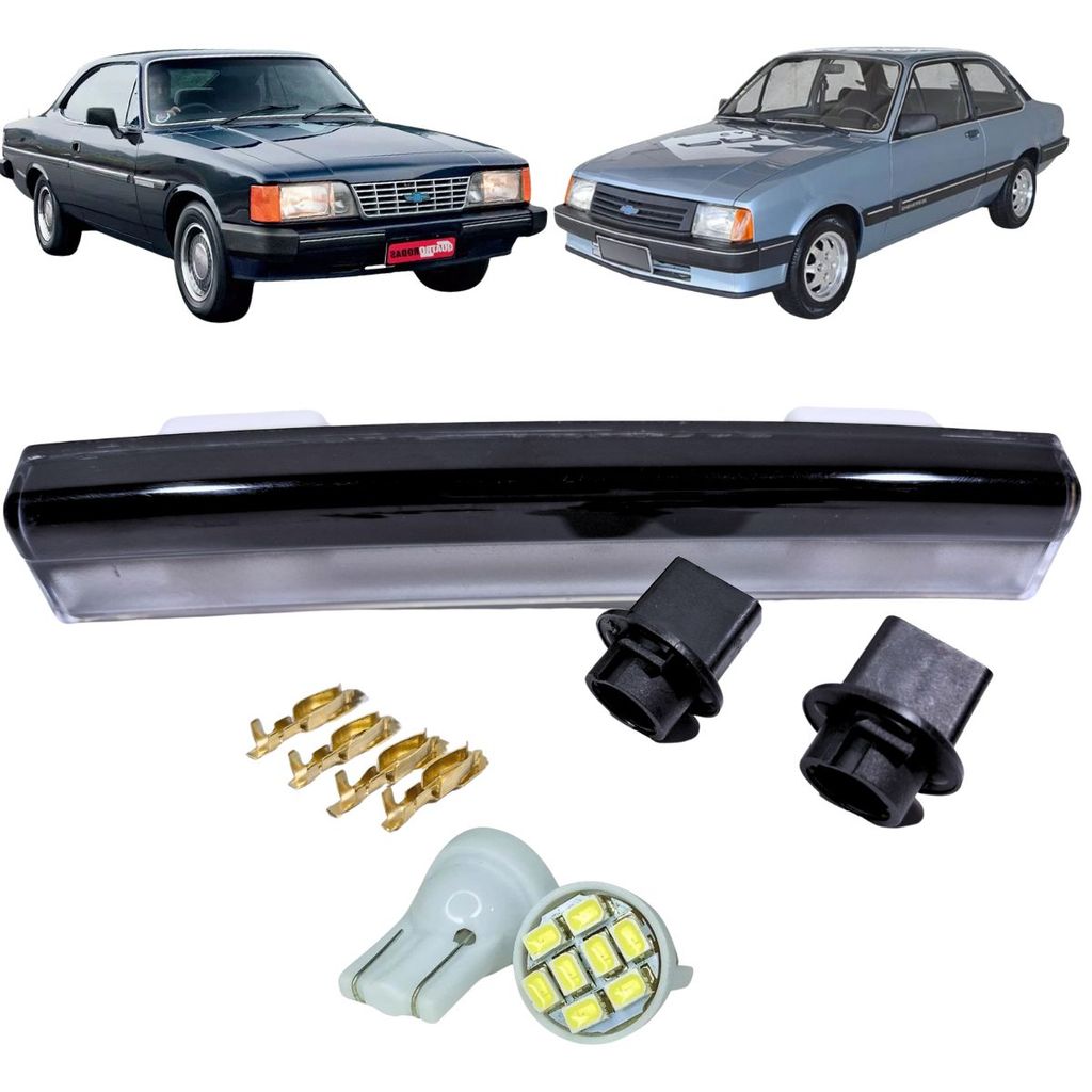 KIT PAR LANTERNA LUZ DE PLACA CHEVETTE OPALA COMPLETA COM SOQUETE E LÂMPADA ILUMINAÇÃO