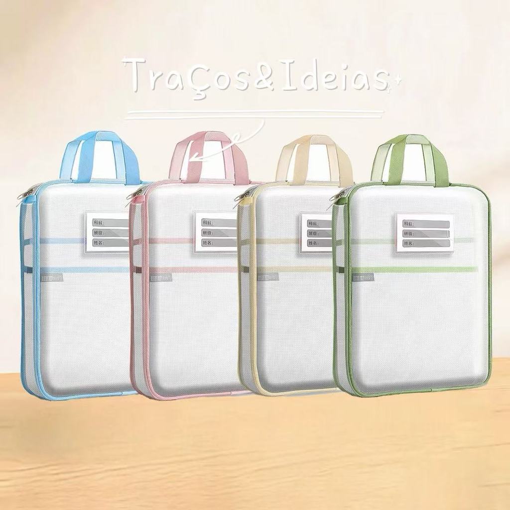 Pasta Organizadora Transparente de Nylon Resistente | Ideal para Faculdade, Escola e Escritório em Oferta na Shopee