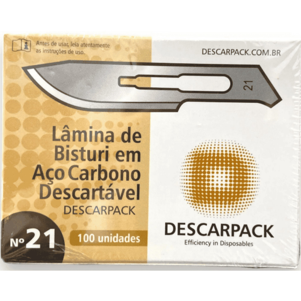 Lâmina de Bisturi Aço Carbono N21 Descarpack em Oferta na Shopee