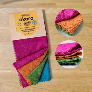 Pano Mágico Ákora kit 4 Peças, 30x30cm Sem Costura Uso Geral Colorido em Oferta na Shopee
