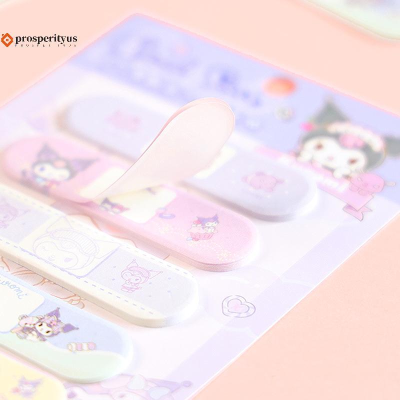 [PPTS] 100 Pçs/Set Sanrio Hello Kitty Cartoon Band Aid Em Forma De Stiy Note Kuromi Bandagem Notas Notepaper Adesivas [B