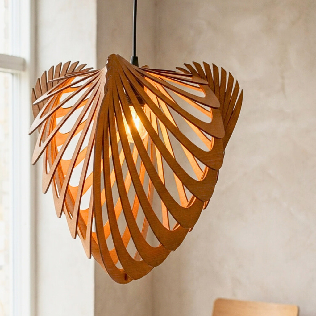 Lustre Luminária Pendente de Teto MDF Sala Quarto Escritório Decorativo Iluminação Decoração