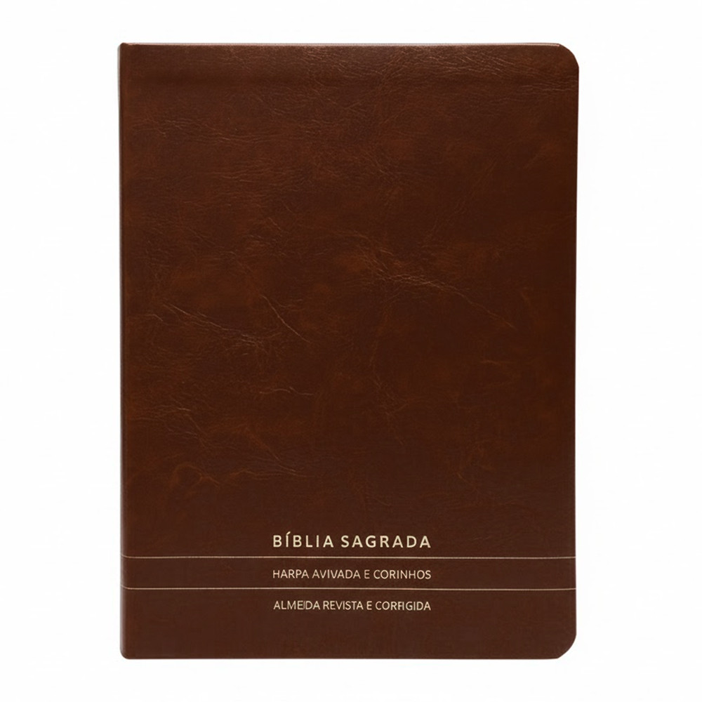 Bíblia Slim | Letra Normal | ARC | C/ Harpa e Corinhos | Capa Premium Luxo Minimalista Marrom