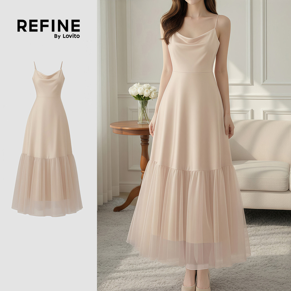 Lovito  Vestido Elegante de Malha Contraste Costura Vestido Feminino requintado LR32093 em Oferta na Shopee