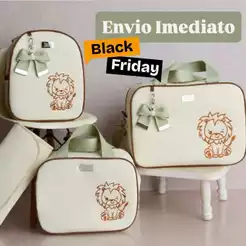 Bolsa Maternidade kit com 4 Peças Termico Impermeável Bordado Borboleta Safari Menina/Menino trocado