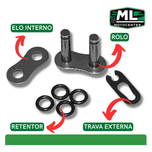 KIT TRANSMISSÃO BROS 160 15+ / XRE 190 16+ COM RETENTOR 428H