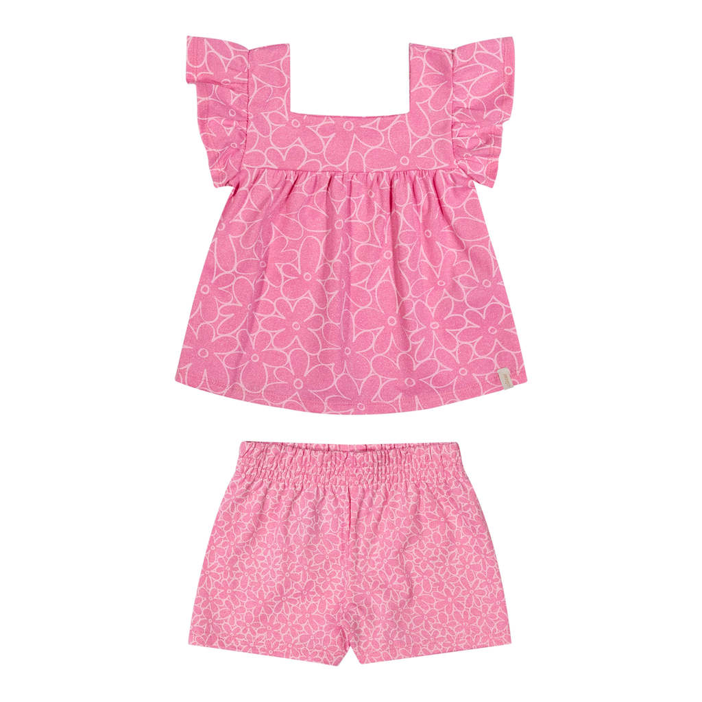 Conjunto Infantil Menina Decote Quadrado Elian Rosa