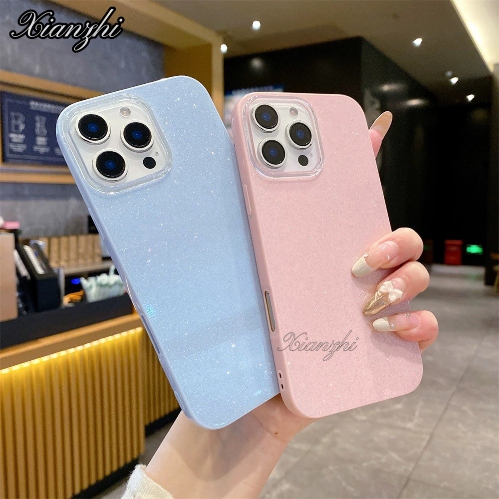Capa Para Samsung S26 Ultra S25 S24 Plus S23 FE S22 S21 S20 A17 A07 A06 A15 A16 A56 A36 Luxo Glitter Cor Sólida De Telef
