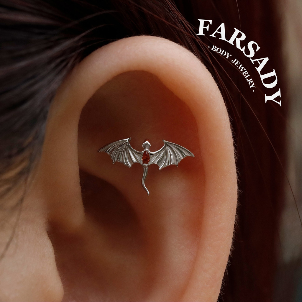 Brinco Sem Fio De Cartilagem De Dragão Voador , Traseiro Plano De Hélice , Joia De Piercing De Nariz Com Design Original