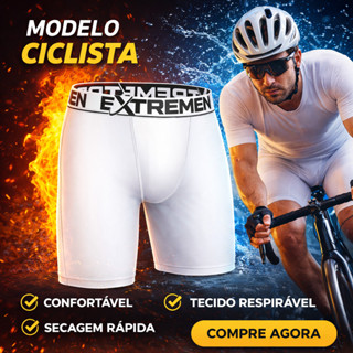 Kit 5 Cueca Box Ciclista Boxer Perna Longa Lisa Microfibra em Oferta na Shopee