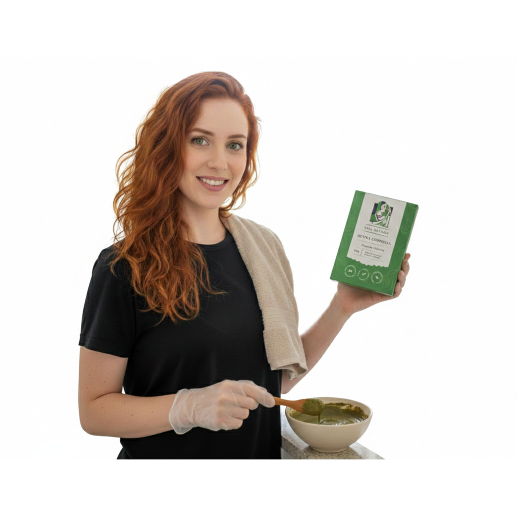 Henna Composta Herbal 100g Ruivo Laranjinha Natural Casa da Índia - Sem Amônia,