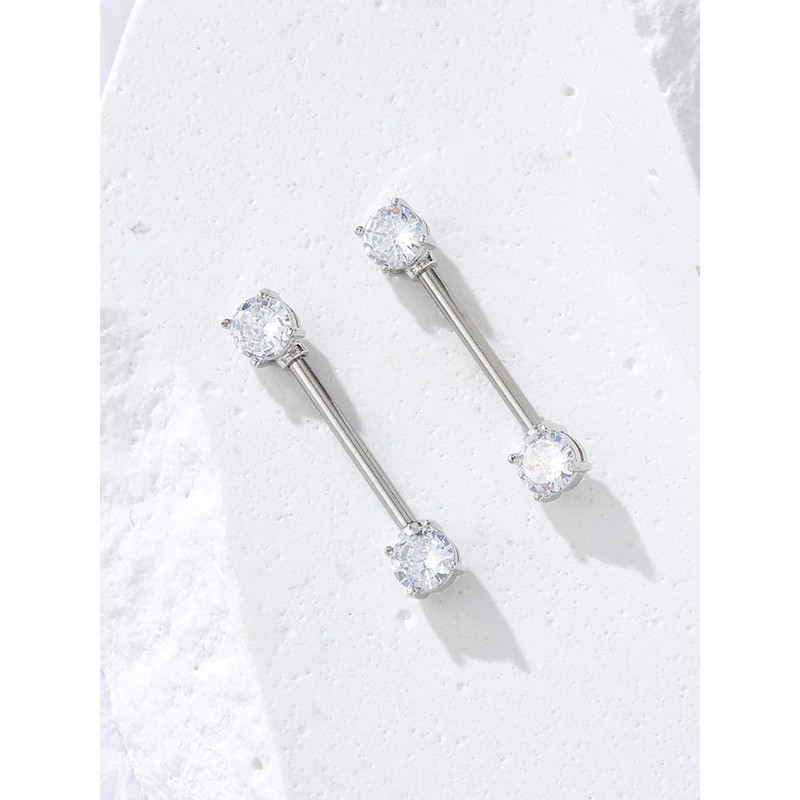 PIERCING MAMILO AÇO CIRURGICO RETO PRESENTE BRINDE FEMININO SEIO STRASS