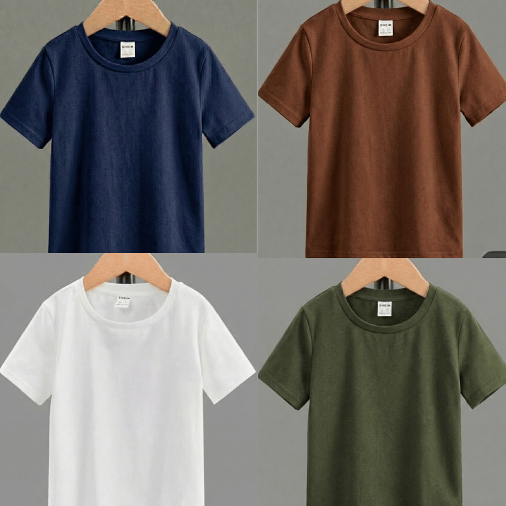 Kit com 5 Camiseta Infantil 100% Lisa Básica Manga Curta Unissex Masculina e Feminino Lisa Básical