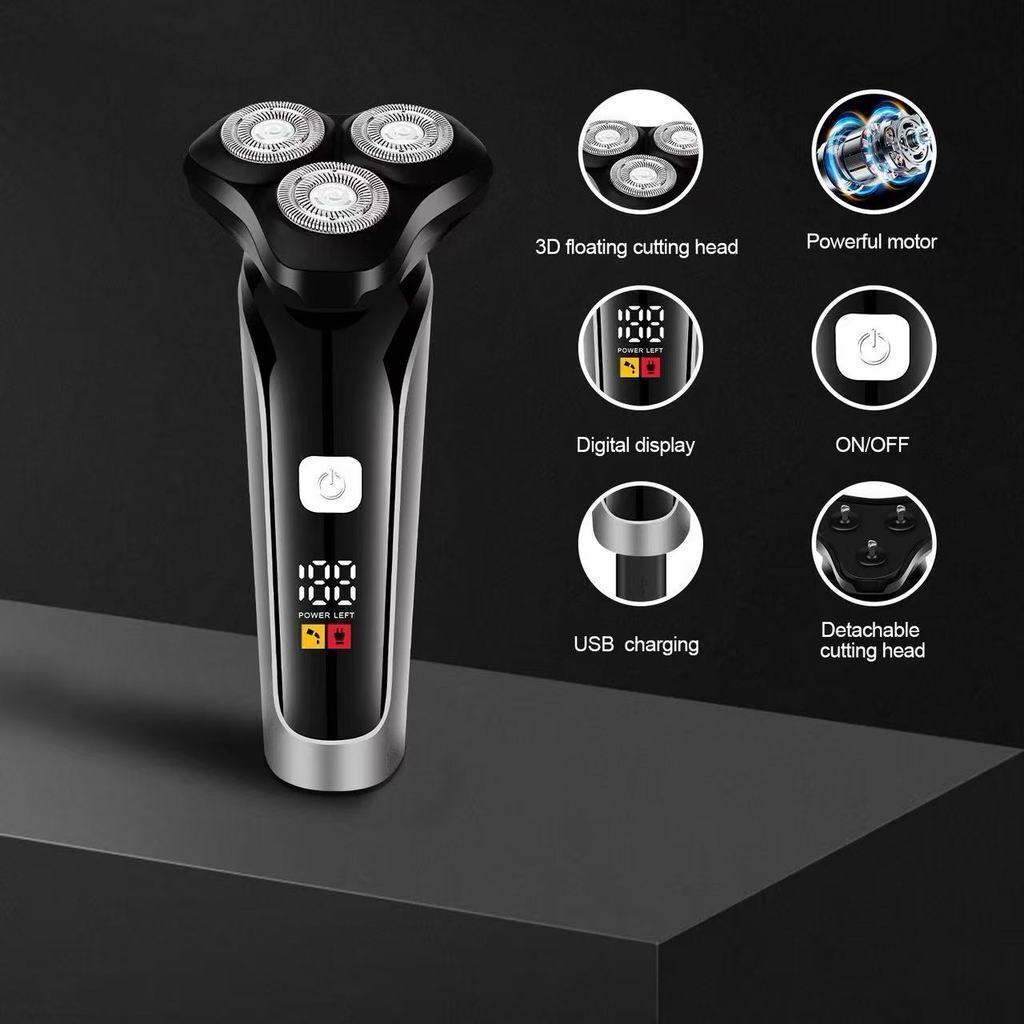 Barbeador Elétrico Recarregável Máquina De Barbear Masculina Elétrica Sem Fio Aparador De Barba 3D - XL em Oferta na Shopee