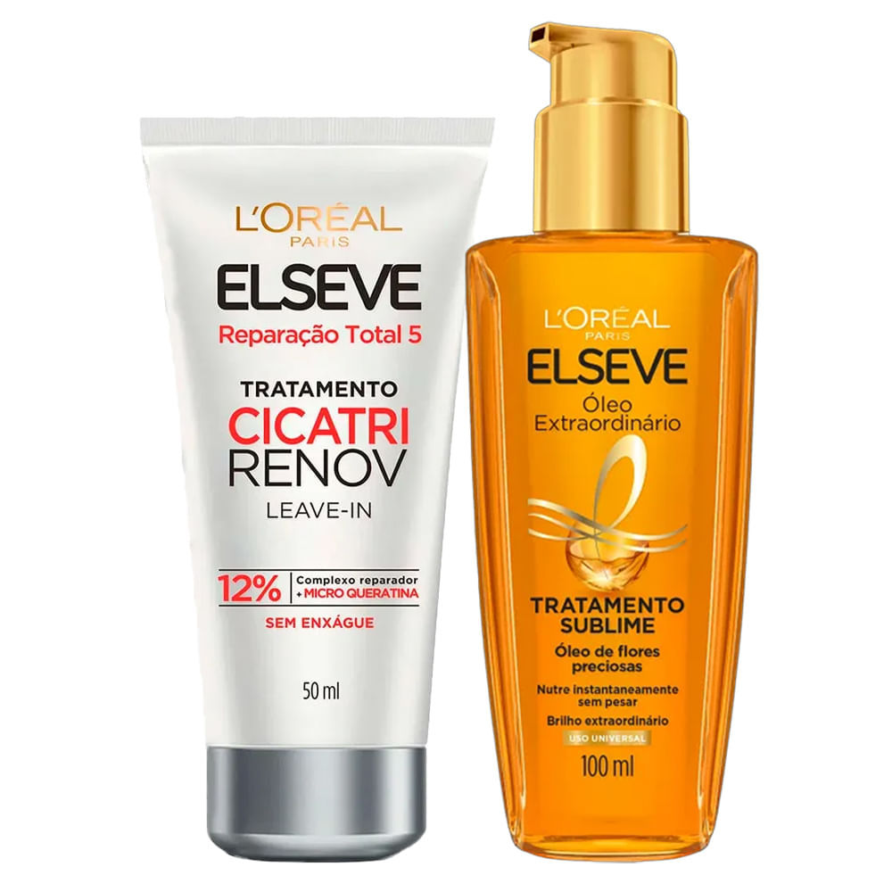 Kit Elseve Leave-In Cicatri Renov 50ml + Óleo Extraordinário 100ml em Oferta na Shopee