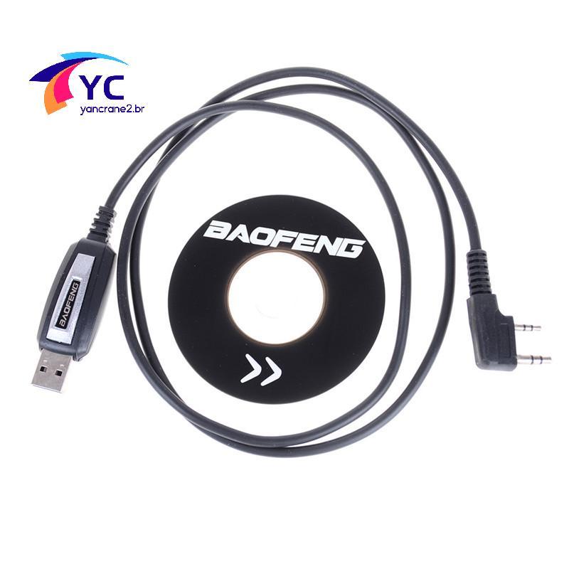 YCBR 1 Conjunto De Cabo De Programação USB 2 Pinos Com CD De Software Para Rádios Baofeng UV-5R BF-888S .